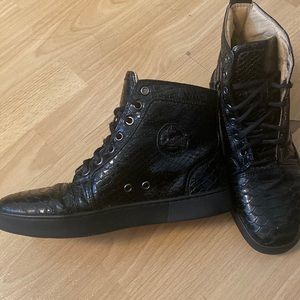 Christian Louboutin black Python sneakers